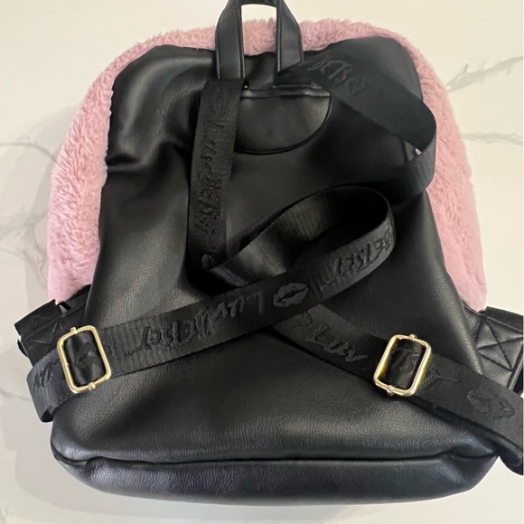 Betsey Johnson pink and black fuzzy backpack - Picture 9 of 11